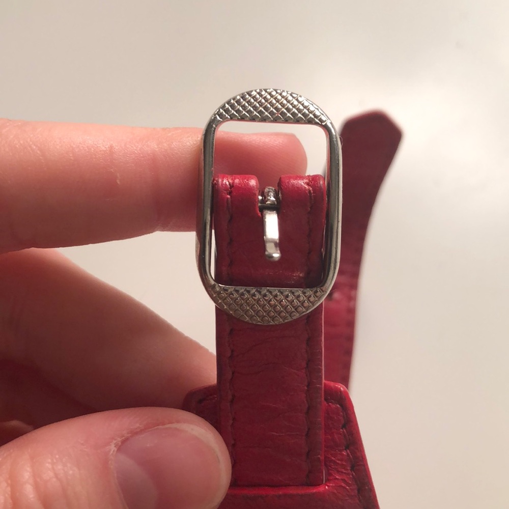 Authentic Balenciaga Red Arena Leather Bracelet - Picture 7 of 8